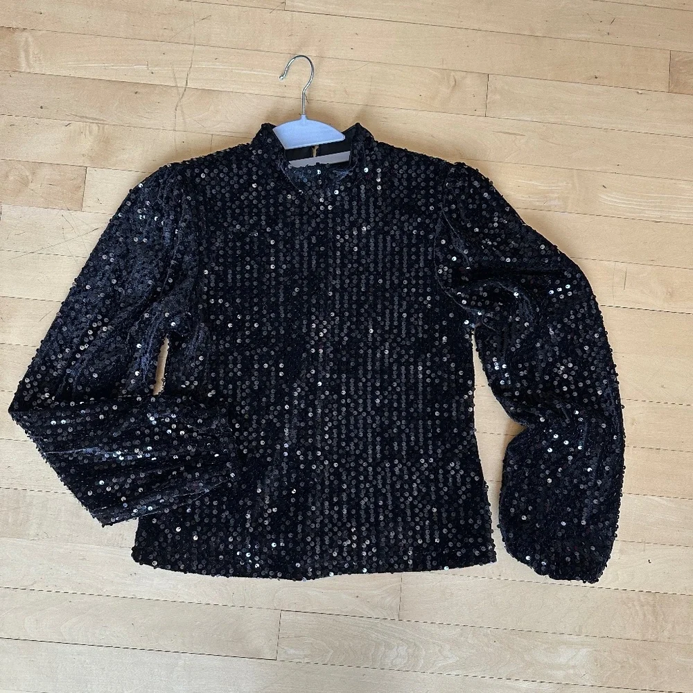 Sanctuary Black sequin 'All Nighter' top, XS  CB2497 - Picture 3 of 4